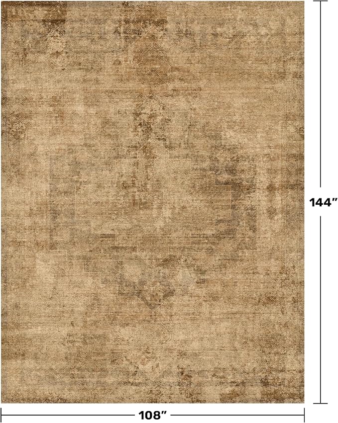 Large Brown Golden Rug for Dining Room Table - Image 2