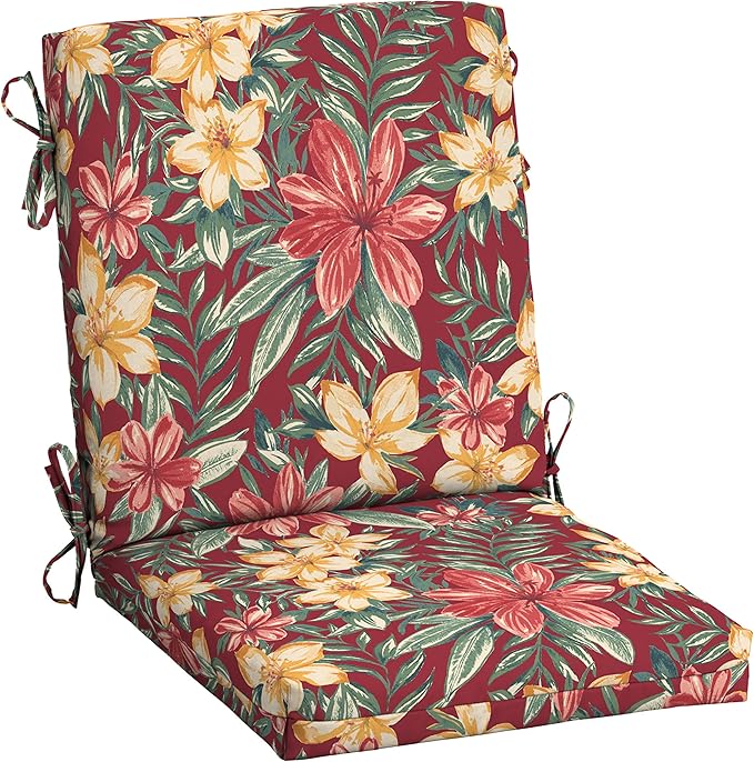 Arden Outdoor Midback Chair Cushion, 18 x 16.5, Rain-Proof, Fade Resistant Ruby by ARDEN