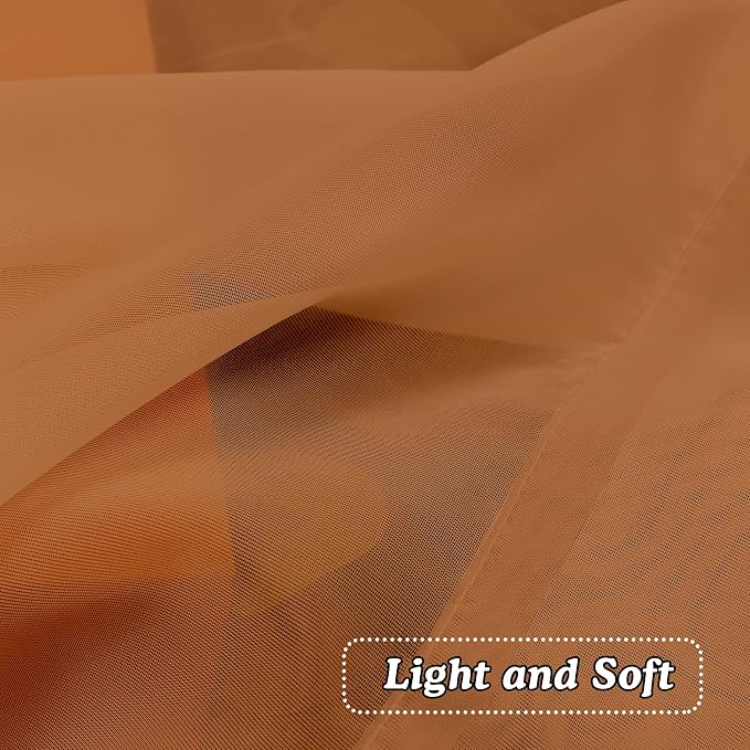 OVZME 2 Panels Solid Color Orange Sheer Curtains 96 Inches Long, Elegant Window - Image 5