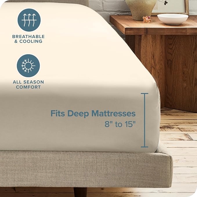 Bare Home 2-Pack Fitted Bottom Sheets Split King - Image 4