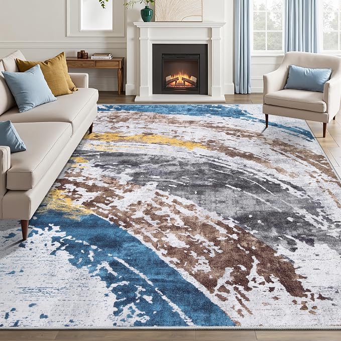 Ciicool Modern Abstract Rug for Living Room, 5x7 Machine Washable Area Rug by CIICOOLHomeDeco