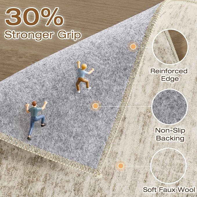 9x12 Area Rug Living Room: Washable Large Neutral Beige Rugs Abstract Soft - Image 3