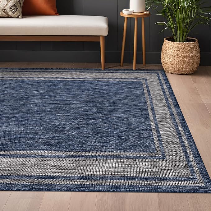 Beverly Rug Large Outdoor Rug 9x12 Modern Bordered Area Rugs - Image 4
