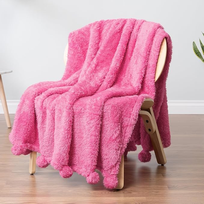 PAVILIA Pink Sherpa Throw Blanket - Image 6