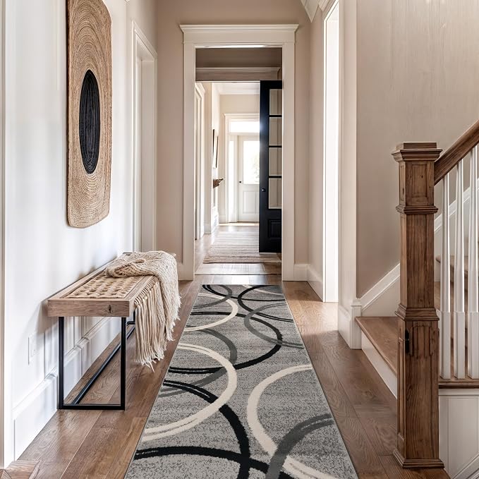 Rugshop Wavy Circles Design Runner Rug, Carpet - Image 8