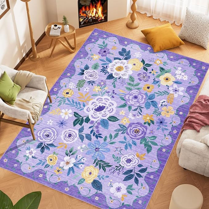 DUKINO 5x7 Area Rug, Floral Rugs - Image 3