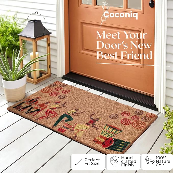 Coir Door Mats 17" X 30", Non-Slip Sturdy, PVC Backed Heavy Duty, Joy of Music - Image 2