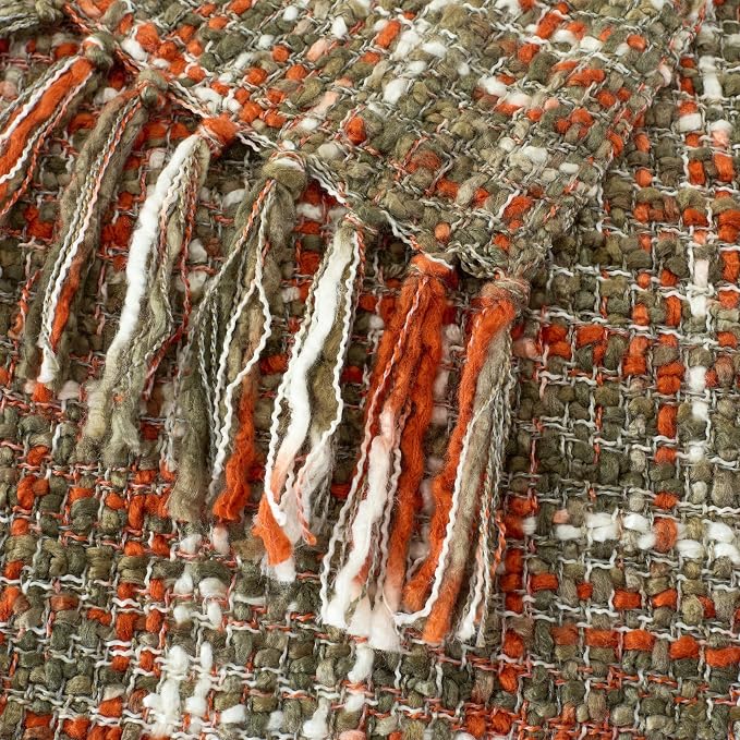 Multi-Color Orange Cable Knitted Throw Blanket - Image 4