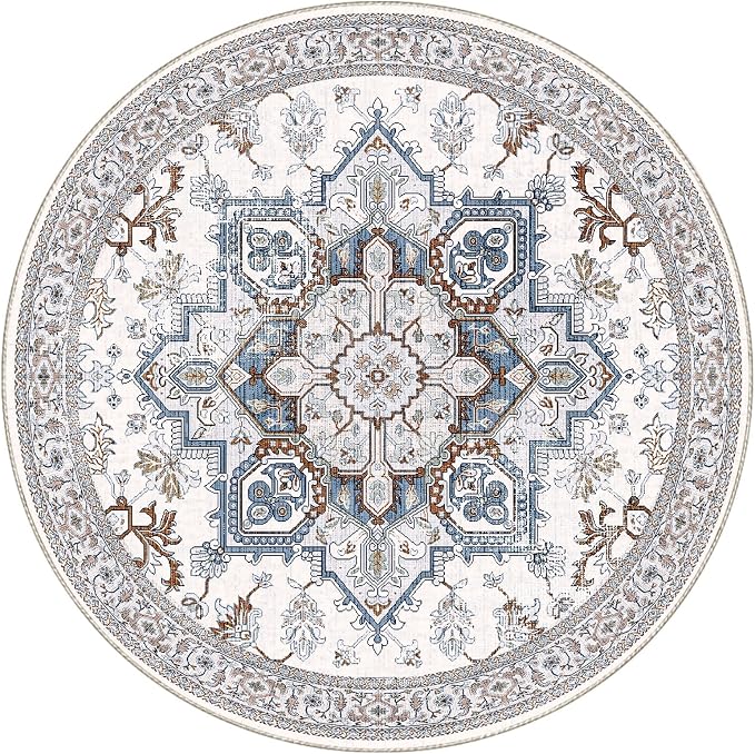 OPPODREAM Thin Round Rug 4ft, Neutral Washable Circle Rug 4ft - Image 8