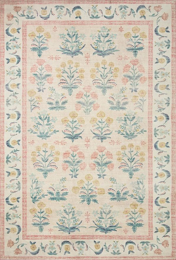 Loloi Rifle Paper Co. Eden Collection EDE-01 Mughal Rose Blush 5'-0" x 7'-6" - Image 2