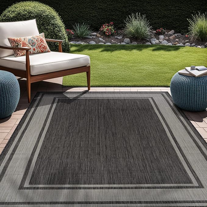 Beverly Rug Large Outdoor Rug 9x12 Modern Bordered Area Rugs - Image 9