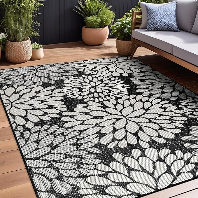 Beverly Rug Outdoor Rug 5x7 Modern Exotic Tropical Leaf Area Rugs - Image 3