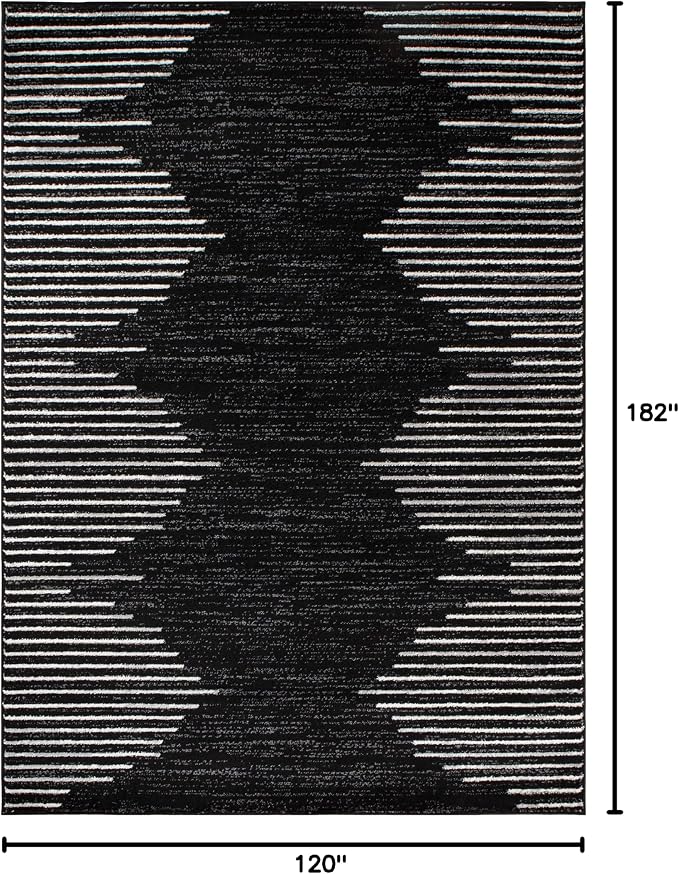 Rugshop Bohemian Stripe Stain Resistant High Traffic Living Room Kitchen - Image 2