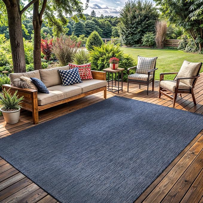Washable Indoor Outdoor Rug 6x9 Weather Resistant Area Rugs Modern Solid by LenaRug