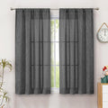 Simplebrand Grey Semi Sheer Faux Linen Textured Curtains 54 Inch Length 2 by Simplebrand