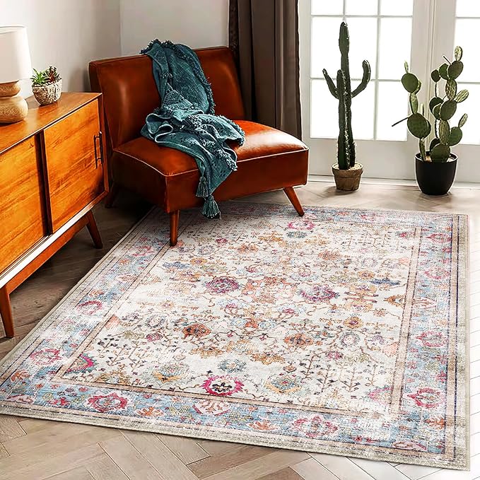 5'x7' Washable Vintage Area Rug Traditional Floor Cover Foldable Kitchen Accent by CHAMPLANT