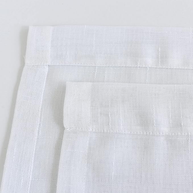 Sheer Curtains Faux Linen Semi Voile Light Filtering Drapes Pair - Image 5