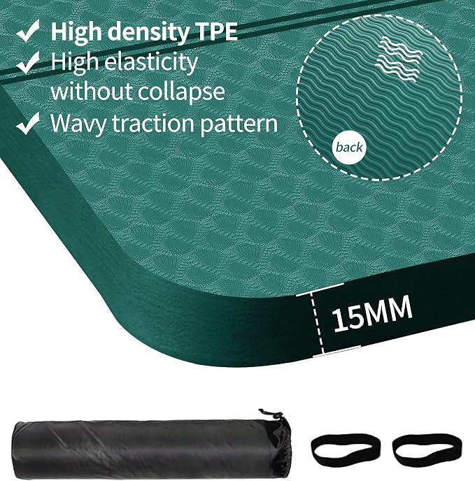nuveti Large Exercise Mat - 15mm/20mm/30mm Thick Yoga Mat | Workout Mat - Image 2