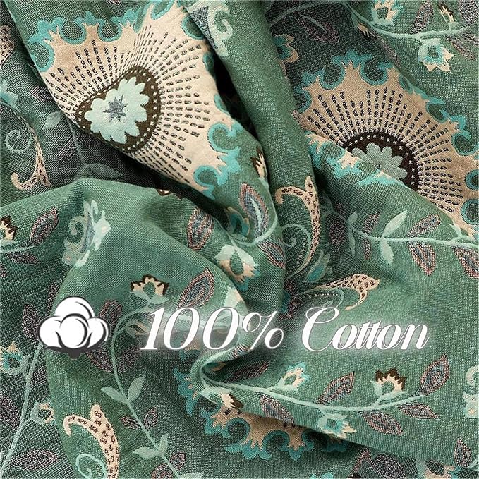 MSGKV Green Boho Throw Blanket for Bed Couch, 100% Cotton Mexican Picnic - Image 3