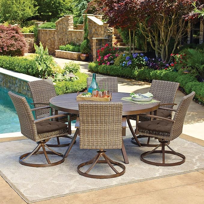 RACE LEAF 17" x 17" Patio Chair Seat Pads Brown - Image 8