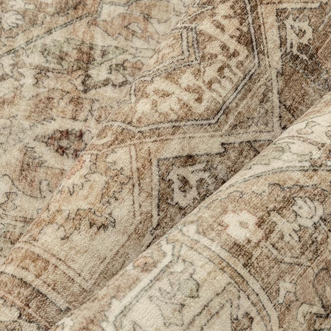 Brown Multi Hallway Runner Rug 2x5 Vintage Washable Distressed Area Carpet - Image 6