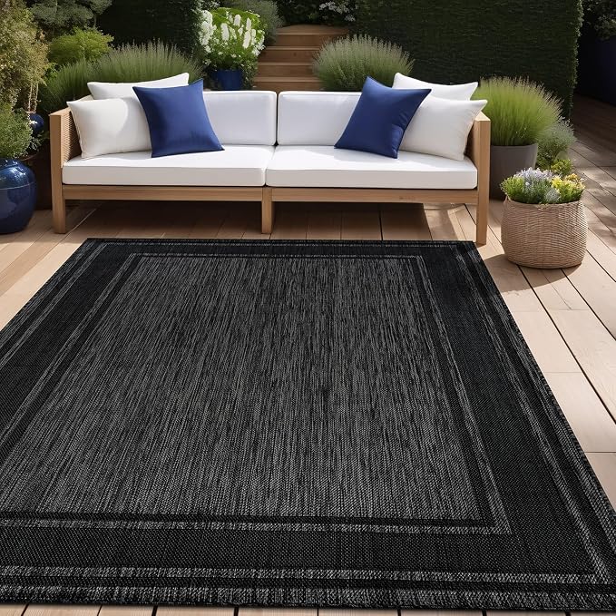 Beverly Rug Outdoor Rug 8x10 Modern Bordered Area Rugs - Image 9