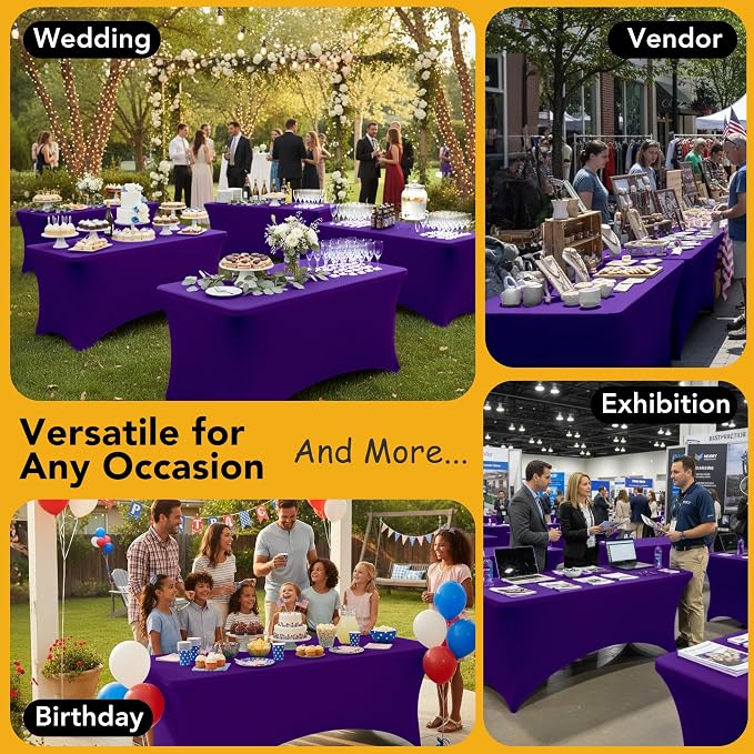6-Pack Premium Purple Spandex Tablecloths - Image 5