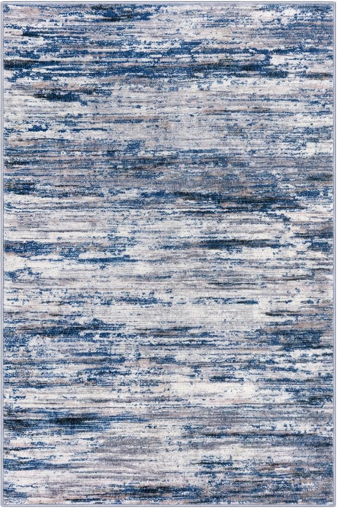 4x6 Modern Abstract Rug for Farmhouse, Low-Pile Indoor Door Area Rugs for - Image 8