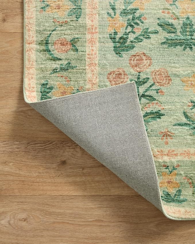 Loloi Rifle Paper Co. Eden Collection EDE-01 Mughal Rose Moss 2'-6" x 11'-6" - Image 6