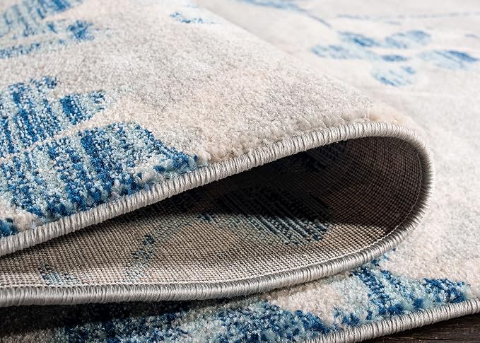 SAFAVIEH Evoke Collection 2'2" x 4' Grey/Light Blue EVK236J Floral Non-Shedding - Image 5