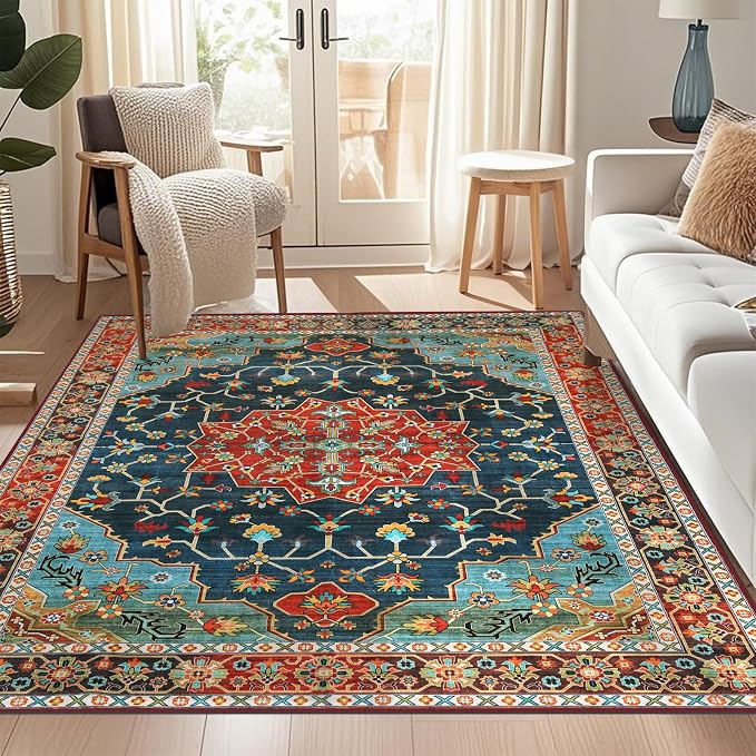 WILLSUN Washable Area Rugs, 6x9 Non-Slip Boho Large Area Rugs - Image 8