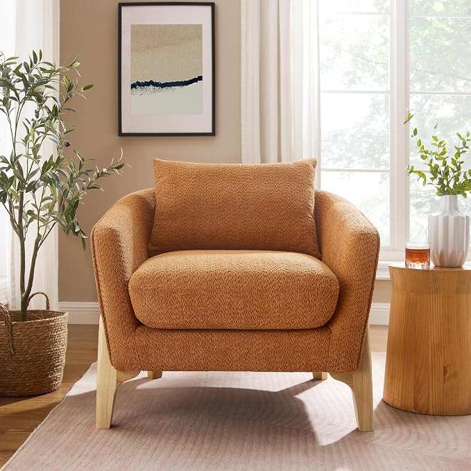 VANOMi Accent Chair 31" Oversized Reading Chair Comfy Upholstered Boucle Lounge - Image 7