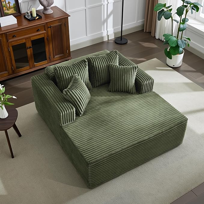 61" Oversized Chaise Lounge Chair Indoor, Boneless Couch Cloud Fluffy Chaise by Unknown
