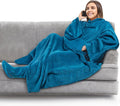 PAVILIA Fleece Blanket with Sleeves, Foot Pockets by PAVILIA