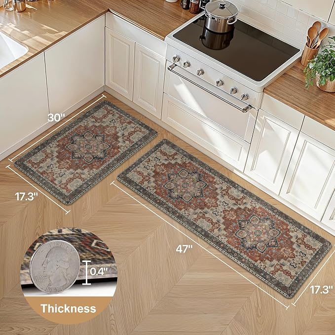 GENIMO Kitchen Mats for Floor 2PCs, Washable Anti Fatigue Mat for Cushioned - Image 2