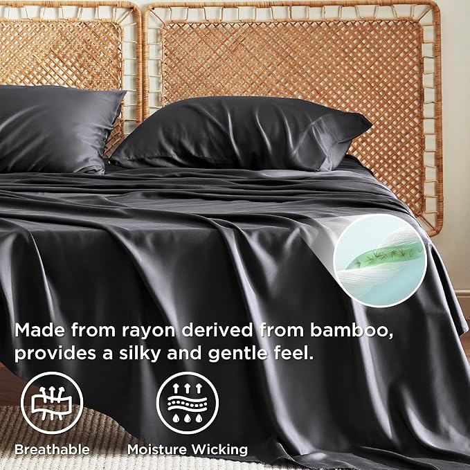 Bedsure King Size Sheet Set, Cooling Sheets King, Rayon Derived from Bamboo - Image 3