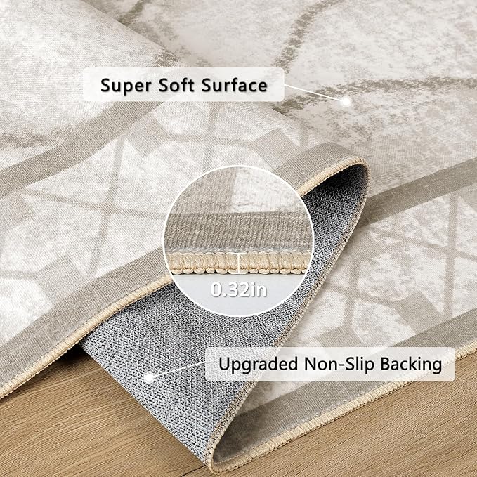 5x7 Area Rugs for Living Room, Machine Washable Rugs, Non-Slip Backing Low Pile - Image 3