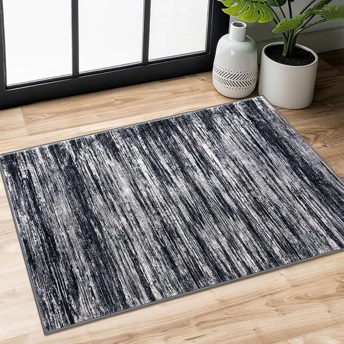 2x3 Modern Abstract Rug for Entryway, Washable Non-Slip Kitchen Rugs, Low-Pile by SiiloomRug