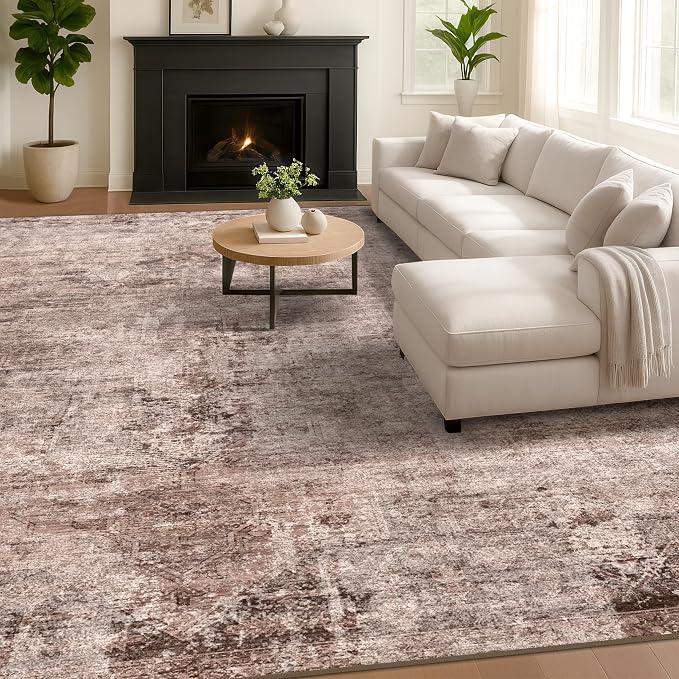 Vintage Brown Terracotta Rugs for Bedroom - Image 3