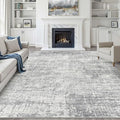 8x10 Area Rugs Living Room: Washable Large Neutral Grey Rug Abstract Soft by LOONGRUG