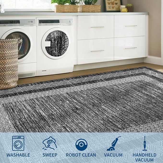 GarveeHome Large Washable Rug 9x12 Modern Geometric Non Slip, Distressed - Image 7