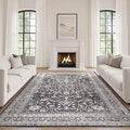 Black Rug Living Room Rugs: 12x15 Washable Boho Large Vintage Moody Soft by LOONGRUG
