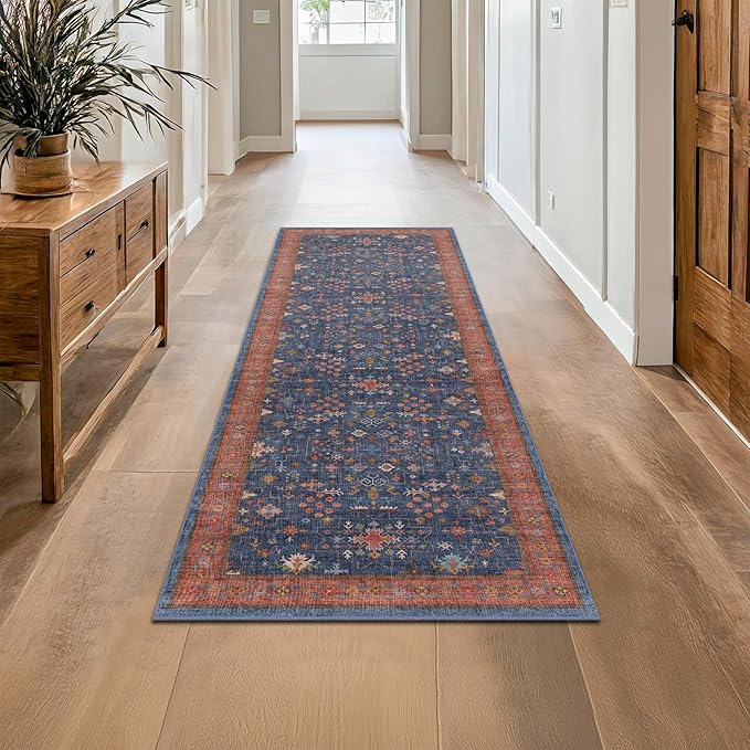 Navy Blue Runner Rug 2x5 for Kitchen, Laundry Room, Washable Non Slip Non Skid - Image 3
