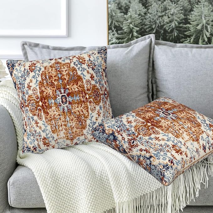 Ethnic Boho Throw Pillow Covers Set of 2 Rug Boho Style Ethnic Design Pillow - Image 5