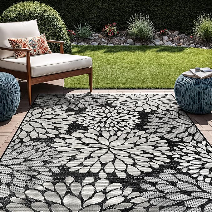 Beverly Rug Outdoor Rug 5x7 Modern Exotic Tropical Leaf Area Rugs by BeverlyRug