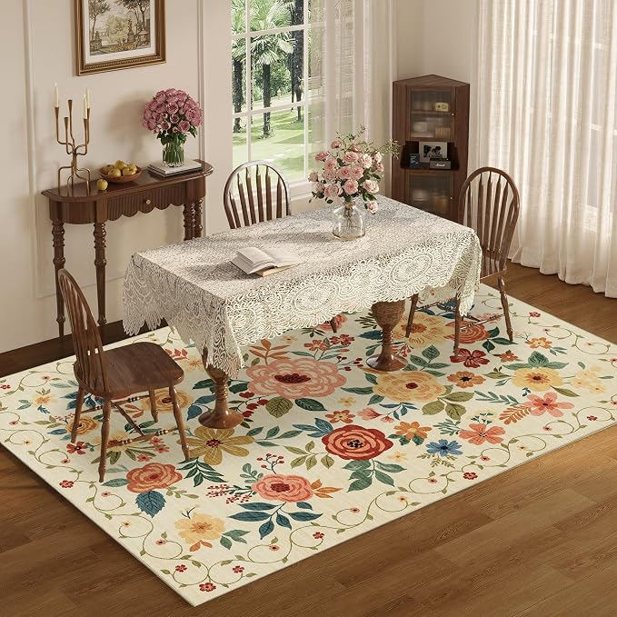 DUKINO 8x10 Area Rug, Floral Rugs - Image 4
