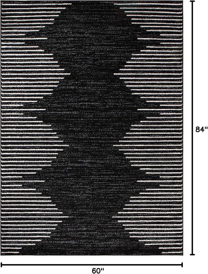 Rugshop Bohemian Stripe Stain Resistant High Traffic Living Room Kitchen - Image 2