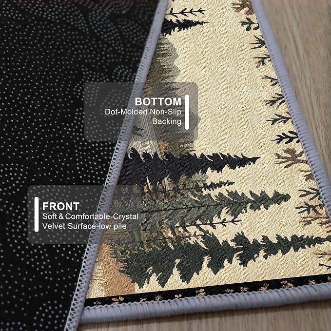 Vintage Bear Claw Fishing Boat Rug 3.3x10ft Elk Pine Forest Bohemian Carpet - Image 5