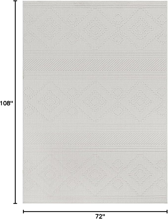 Beverly Rug Micro Loop Area Rug White 6x9 Modern Luxury Soft Boho Geometric - Image 2