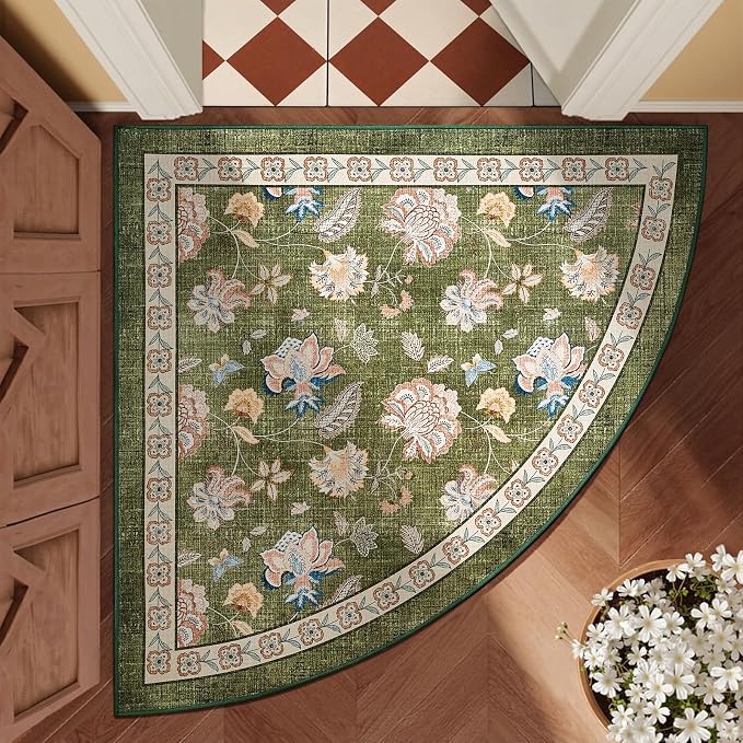 jinchan Elora Floral Corner Rug by JINCHAN